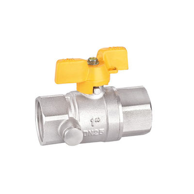 Válvula de gas de cobre amarillo forjada, el 1/2 en la vávula de bola del gas Nikcel superficial