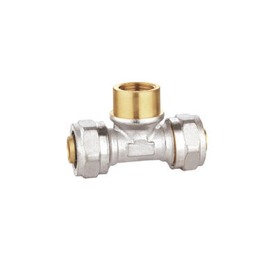 Codo de compresión de latón niquelado, codo hembra Pex PF5007